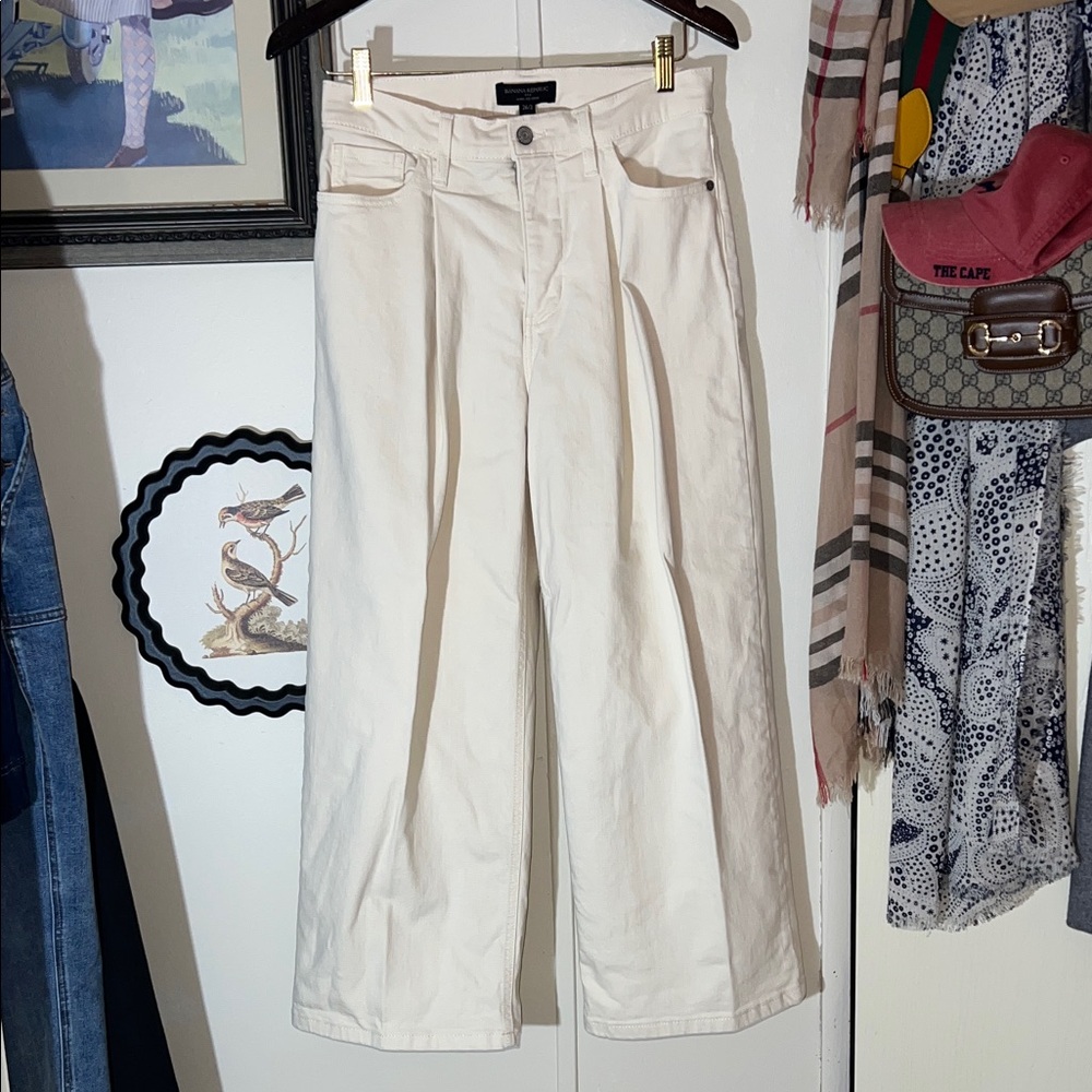 Banana Republic Cream Wide-Leg Crop Cream Denim